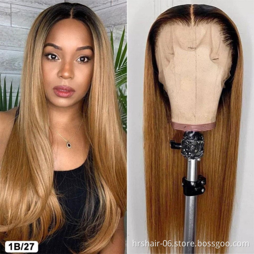 150% 180% density T1B/27 P4/27 highlight 4*4 13*4 middle part wig 100% Raw Virgin Cuticle Aligned Indian Human Hair lace wig